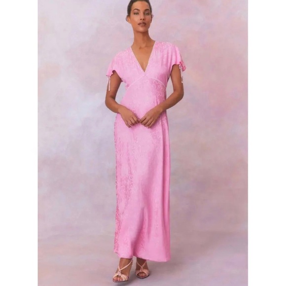 LOVESHACKFANCY Jacquard Printed Elegant Pink Maxi Dress NEW - Picture 2 of 11